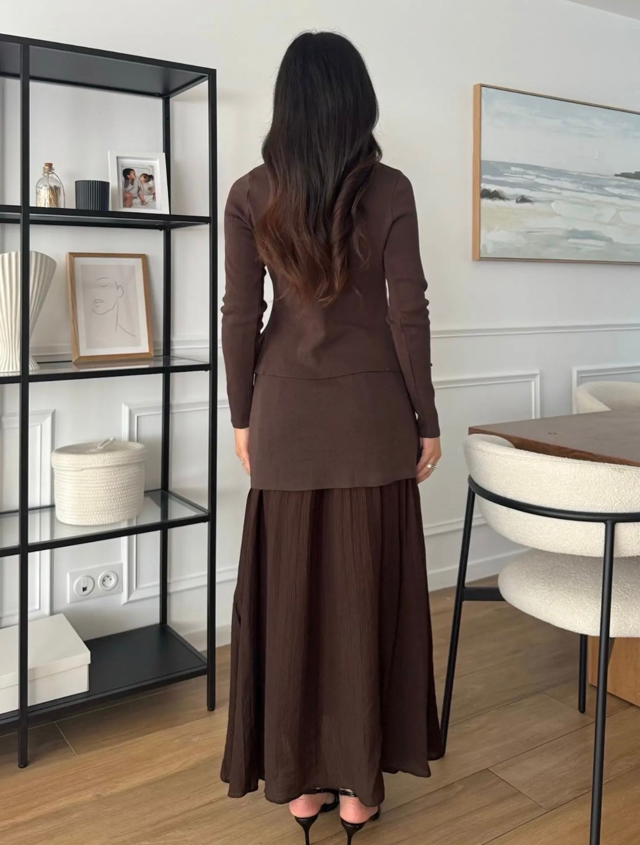 ENSEMBLE HAUT ET JUPE MARRON