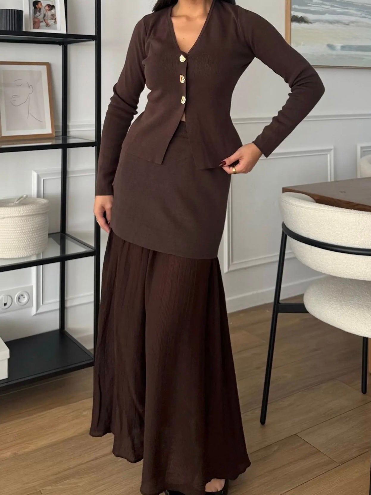 ENSEMBLE HAUT ET JUPE MARRON