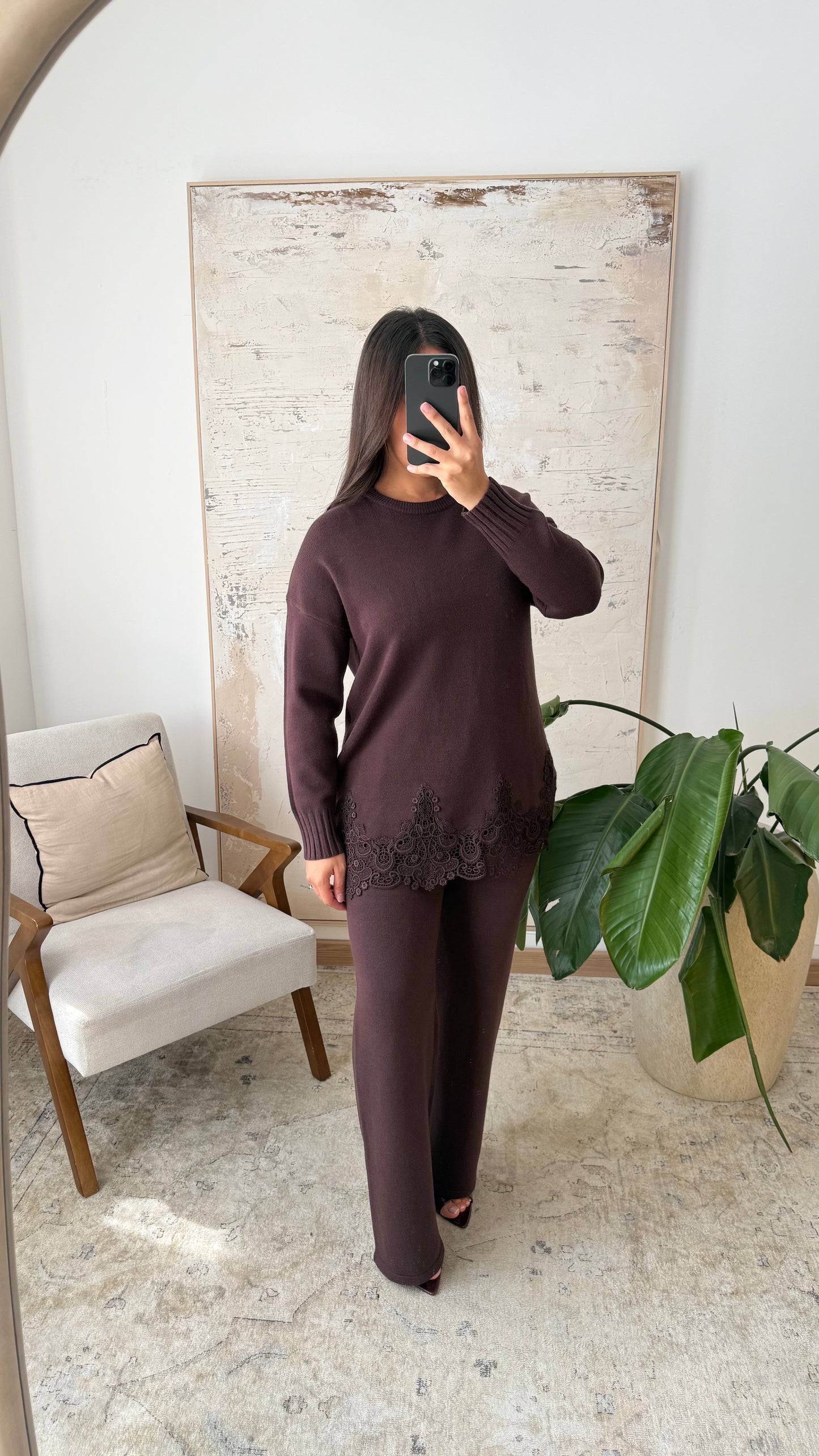 Ensemble cocooning broderie