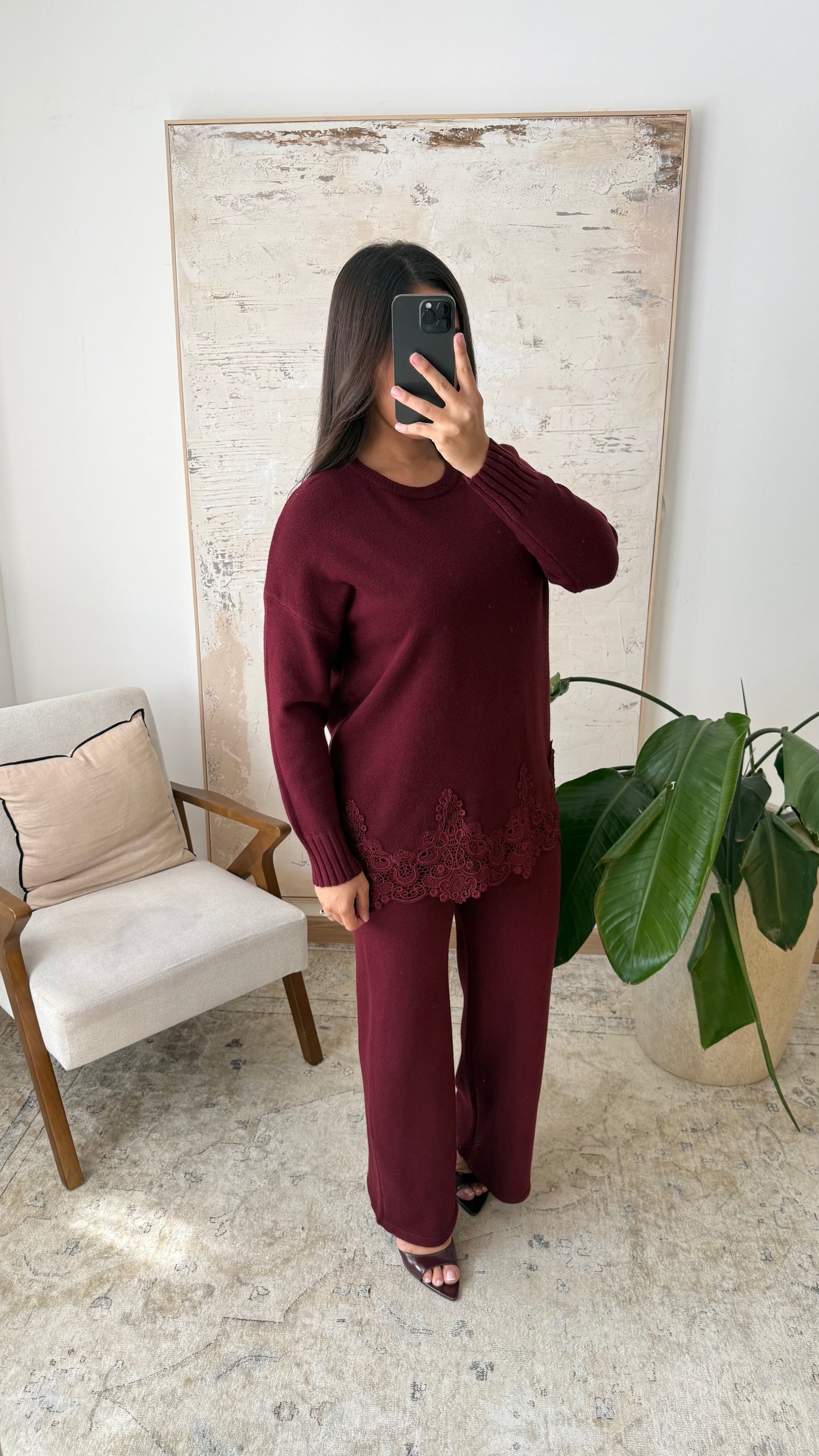 Ensemble cocooning broderie