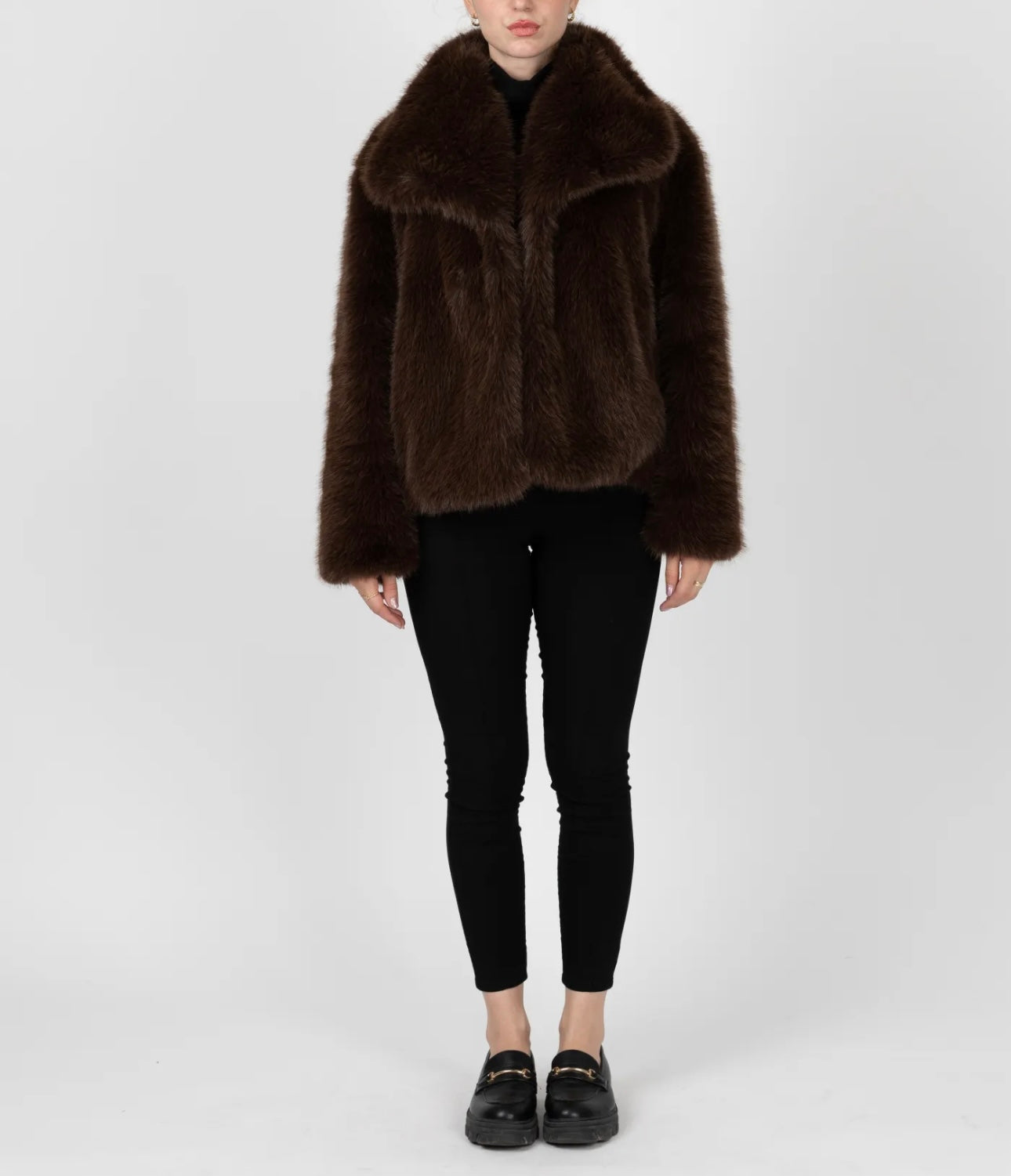 Manteau fausse fourrure marron