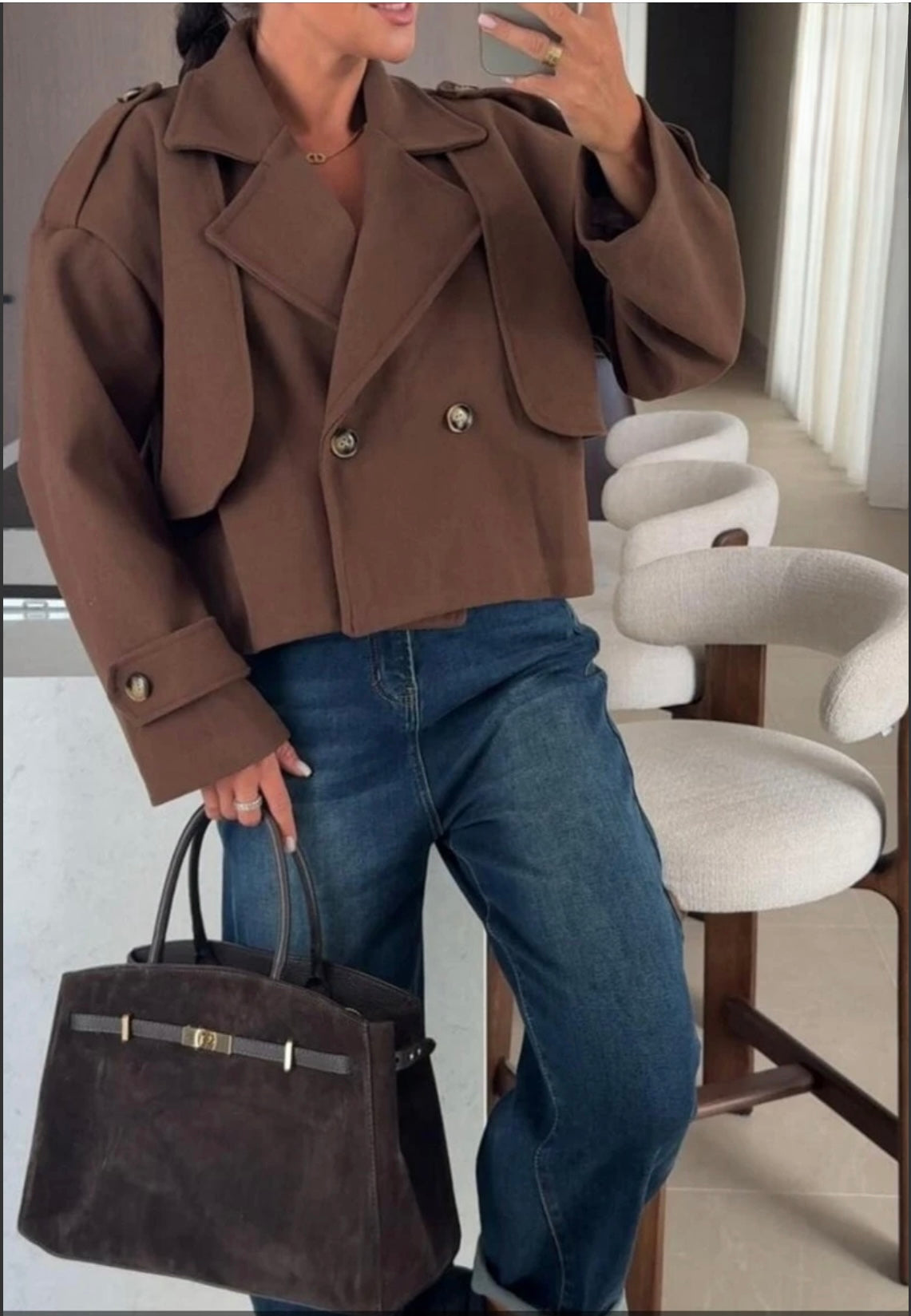 VESTE COURTE MARRON