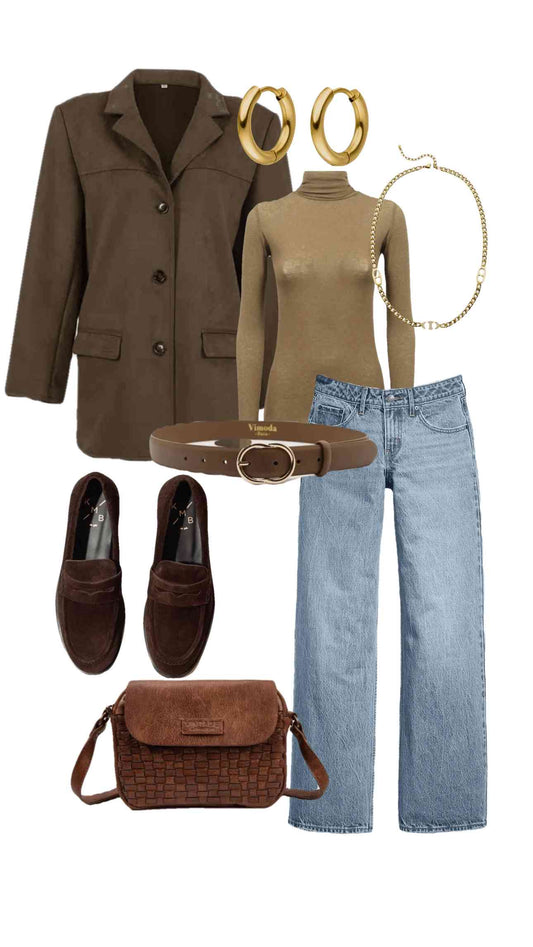 BLAZER EN DAIM VINTAGE MARRON