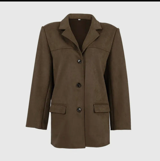 BLAZER EN DAIM VINTAGE MARRON