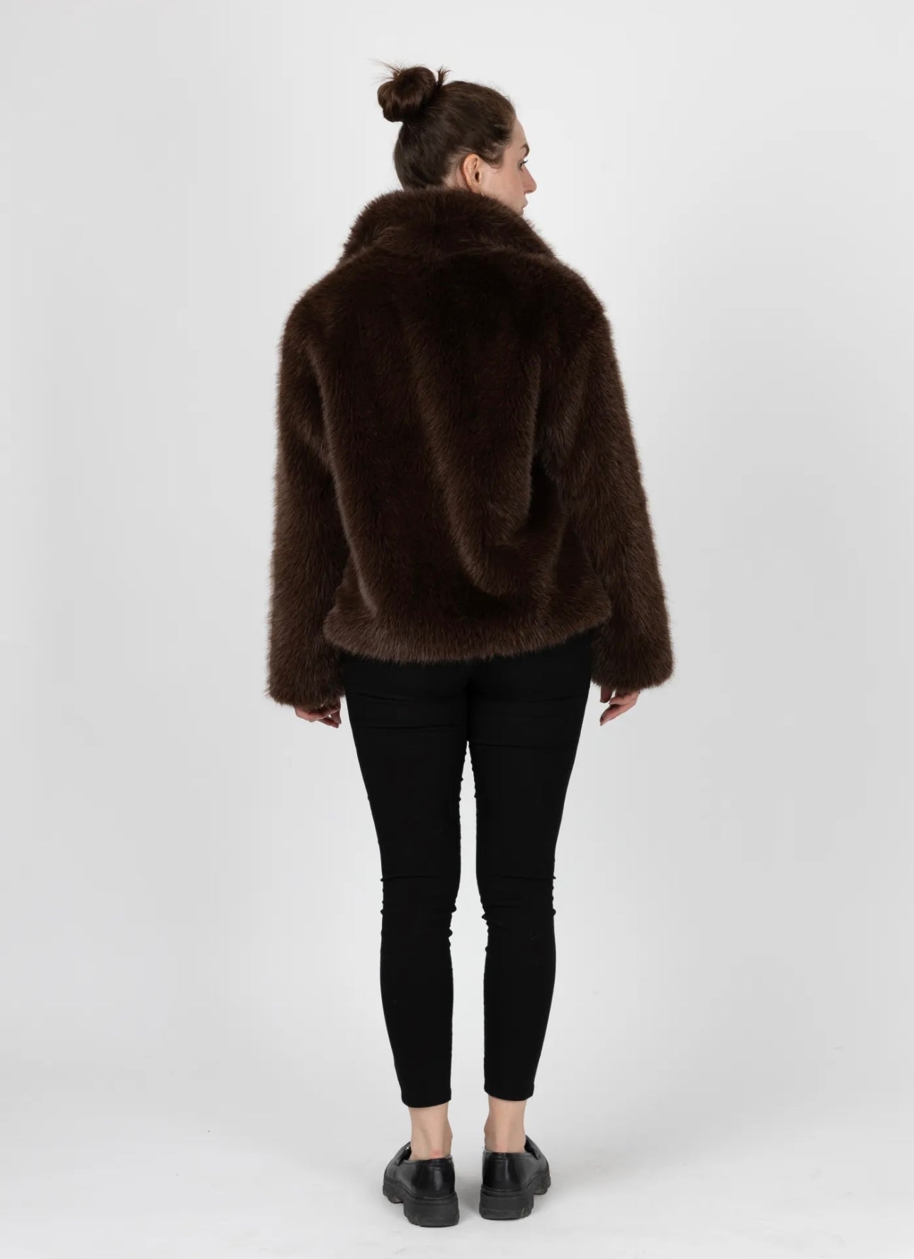 Manteau fausse fourrure marron