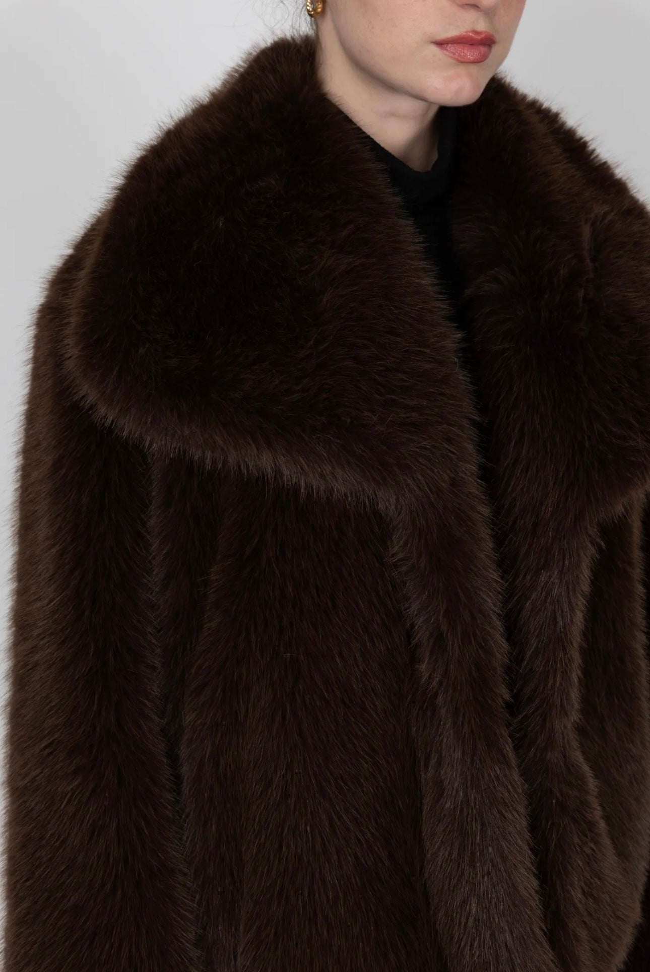 Manteau fausse fourrure marron