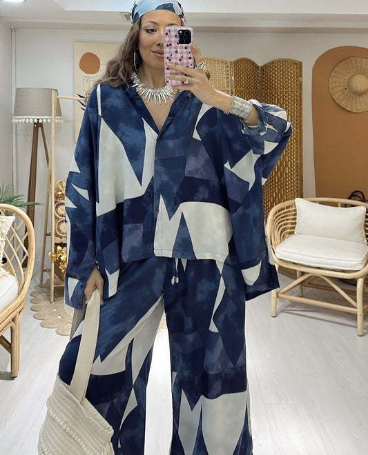 Ensemble grand bleu en viscose agréable